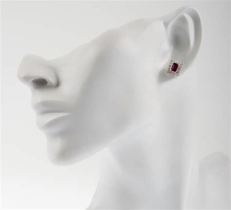 18ct White Gold 141ct Ruby And 050ct Diamond Cluster Earrings Buy