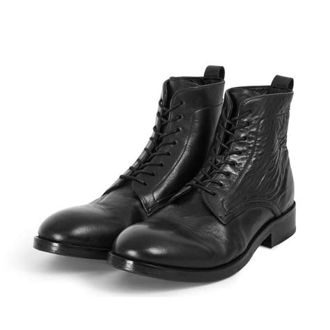 Mens Cedar Black Leather Lace Up Boots Hudson London