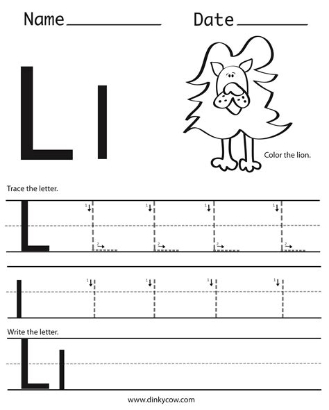 Preschool Letter L Tracing Worksheets Teaching Treasure