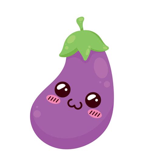 Eggplant Kawaii Vegetable 11453602 Vector Art At Vecteezy