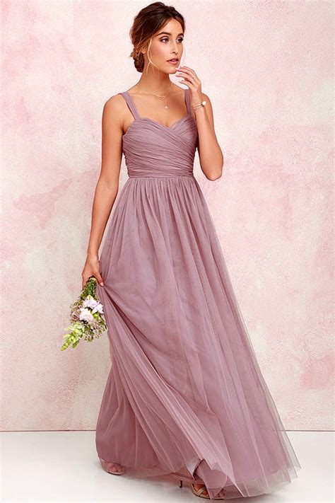 Pretty Mauve Gown Tulle Gown Bridal Gown Maxi Dress 8200