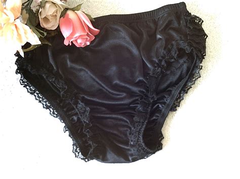 Black Sissy French Maid Nylon Satin Panties Lolita Frilly Knickers S Ebay