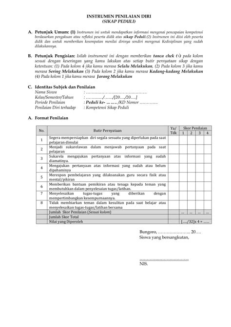 Contoh Format Penilaian Sikap Siswa Imagesee