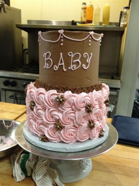 Baby Shower Cake Pink Brown Chocolate Rosettes Girl My Cakes