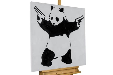 Kunstloft Gemälde Banksys Fighting Panda 80x80 Cm Leinwandbild 100