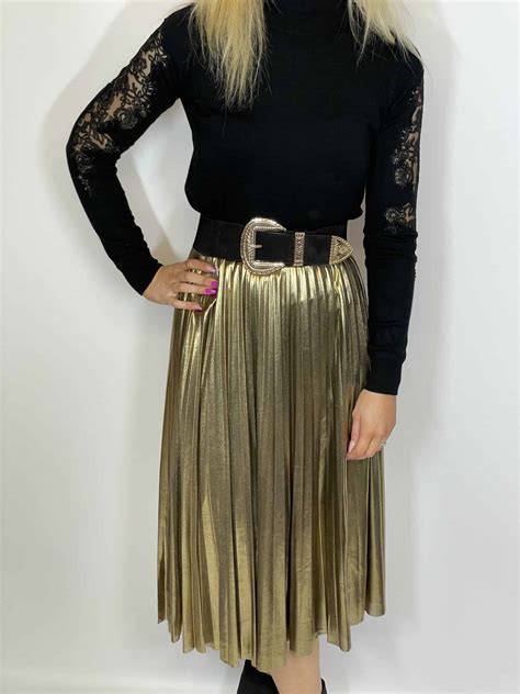 Rant And Rave Pam Pleated Skirt Gold Off The Rack