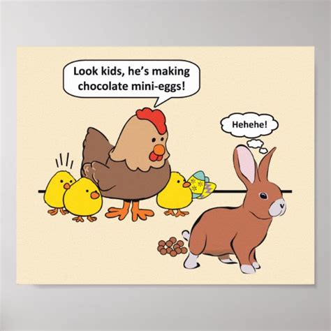 Easter Bunny Chocolate Eggs Humor Poster