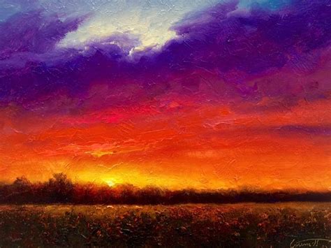 Sky Fire Evening Sunset Painting Sunset Painting Oil Painting