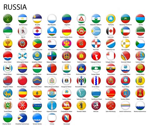 Todas As Bandeiras De Regiões Da Rússia Vetor Premium