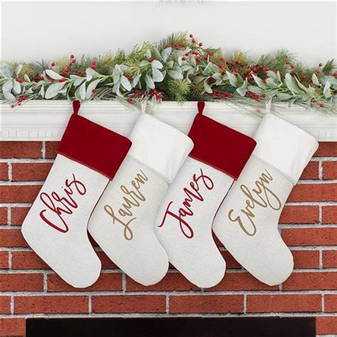 Scripty Name Personalized Burgundy Christmas Stockings