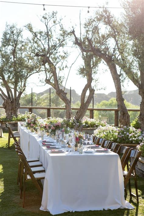 Romantic Outdoor Dining Table With White Linens At Cielo Farms In