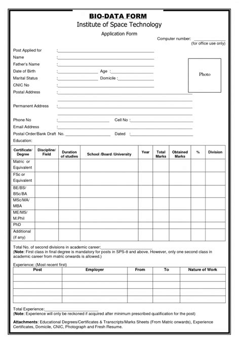 Post app lied fo r 11+ Biodata Form Templates - Word Excel Samples