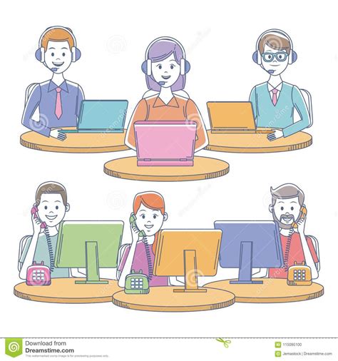 Call Center Office Workplace Stock Vector Illustration Of