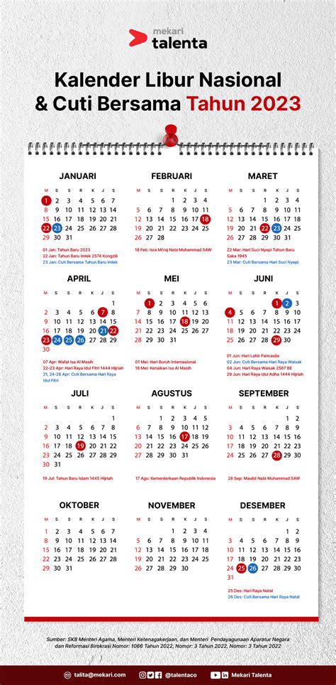 Kalender 2023 Lengkap Libur Nasional Dan Cuti Bersama