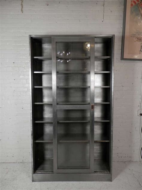 Large Glass Door Metal Cabinet At 1stdibs