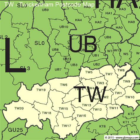 Twickenham Postcode Area And District Maps In Editable Format