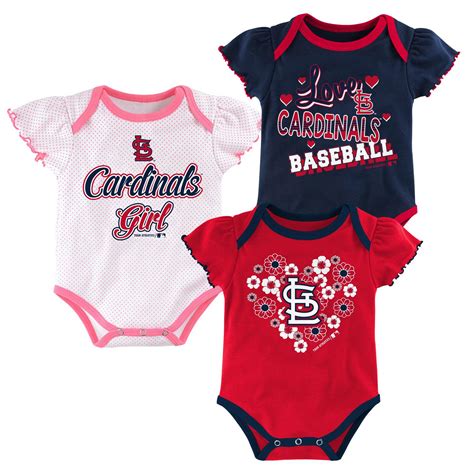 mlb newborn and infant girls 3 pack bodysuits st louis cardinals
