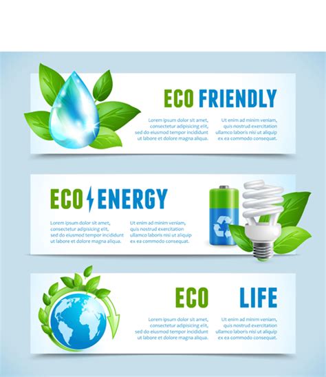 Ecology With Energy Saving Banners Vector 01 Free Download