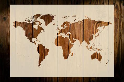 World Map Stencil Art Crafts Wall Decor Wood Signs Painting Decor
