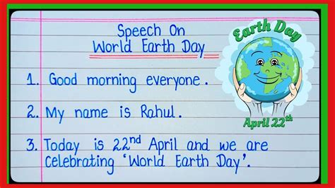 Speech On World Earth Dayearth Day Speech In English10 Lines Speech