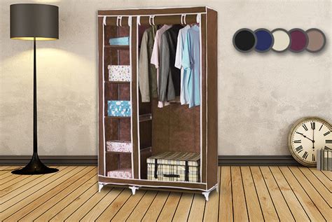 Single Double Or Triple Canvas Wardrobes 5 Colours Wowcher