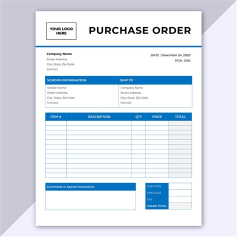 Purchase Order Template Editable Microsoft Word Template | Etsy