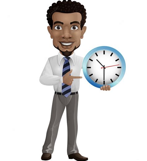 Premium Vector Cartoon Businessman Holding And Pointing A Wall Clock