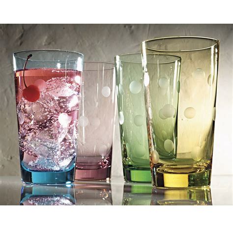 artland polka dot 4 pc highball glass set multicolor drinking glass sets glass set