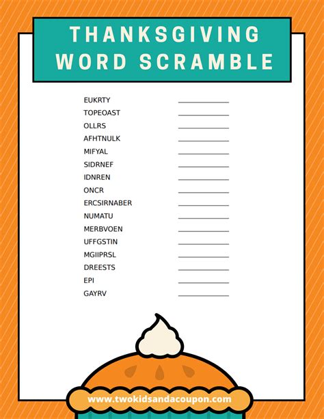 Thanksgiving Word Scramble Two Kids And A Coupon