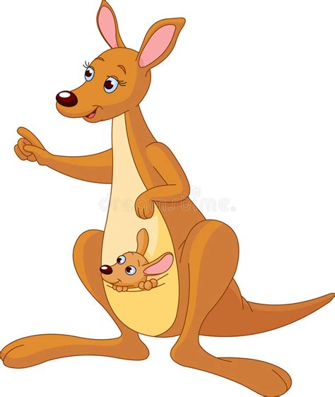 Cartoon Kangaroo And Joey Stock Vector Illustration Of