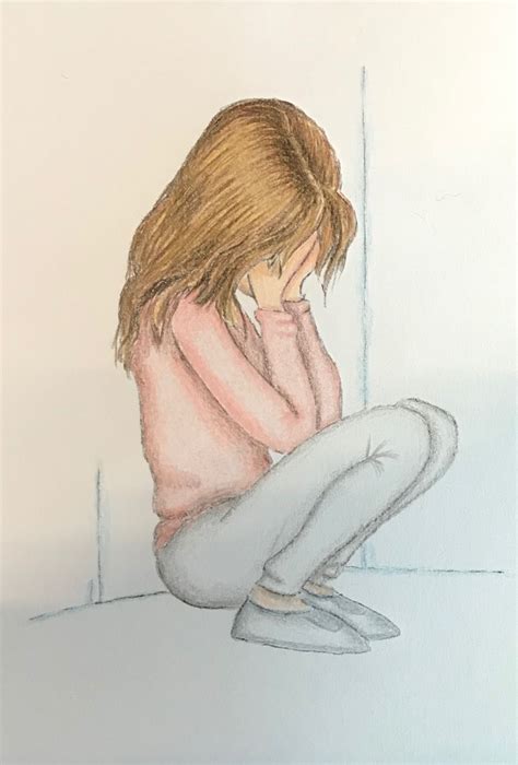 Depressed Girl Crying Girl Drawing Easy X Wallpaper Teahub Io
