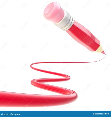Pencil With The Color Trace Path Isolated Stock Illustration