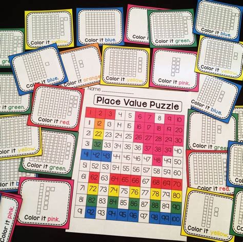 100th Day Of School Math Center Place Value 100 Chart Puzzle 100 Days
