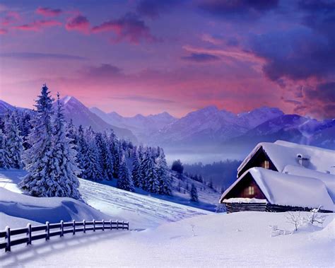 Beautiful Winter Landscape House At The White Mountain Wallpaper Download 1280x1024