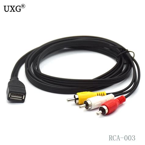 15m Usb A Female To 3 Rca Phono Av Cable Lead Pc Tv Aux Audio Video