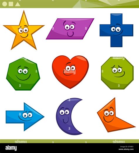 Cartoon Illustration Of Basic Geometric Shapes Funny Characters For