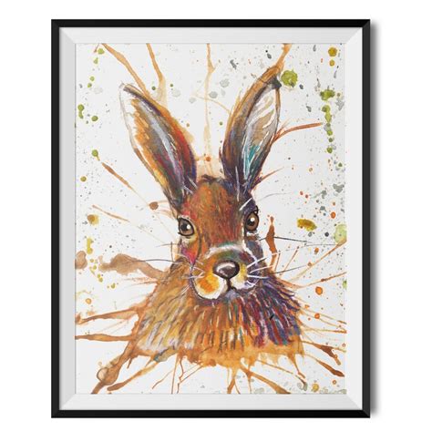 Hare Illustration Hare Art Print Rabbit Wall Art Hare Etsy Uk