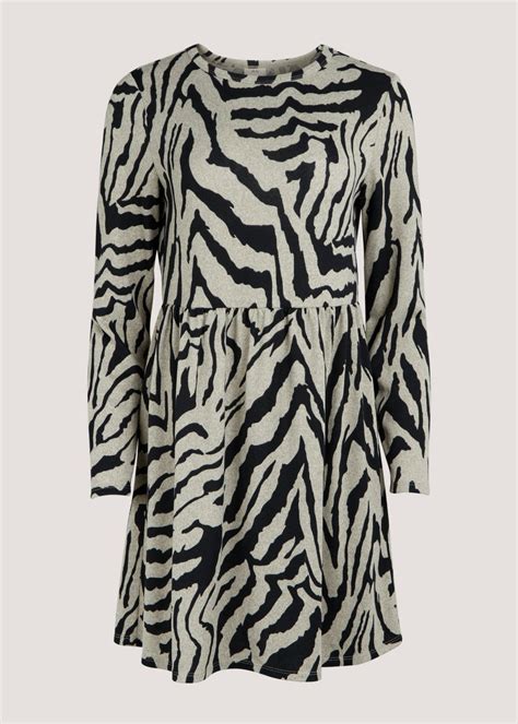 Jdy Tonsy Multicoloured Zebra Print Long Sleeve Mini Dress Matalan