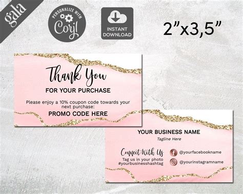 Editable Thank You For Your Purchase Thank You Card Template Etsy