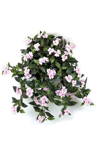 earthflora fabulous faux flowering collection 27 hanging impatiens bush pink