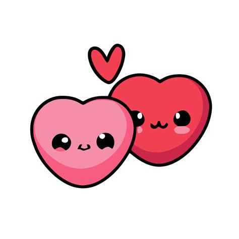 Cute Chibi Heart Couple In Love Valentine Kawaii Illustration For