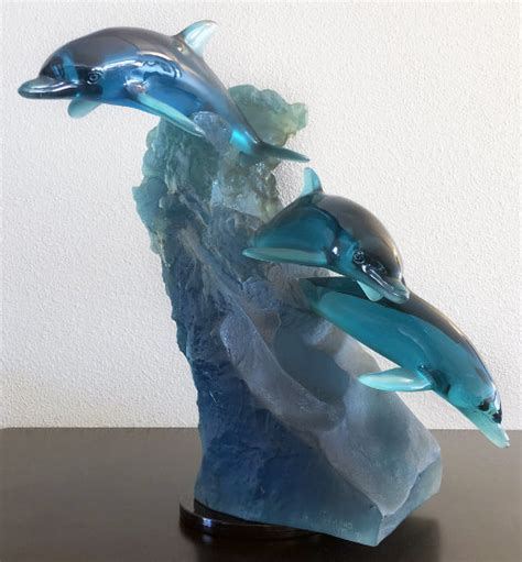 Natural World Dolphins Robert Wyland Ocean Riders Acrylic Scupture By