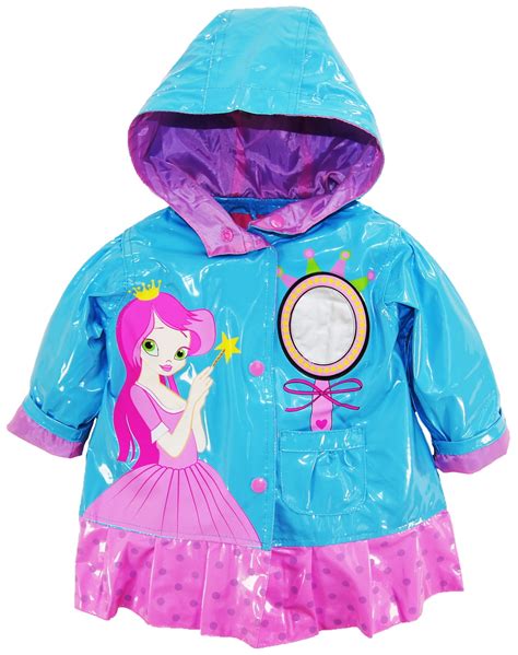 Wippette Baby Girls Rain Coat Waterproof Vinyl Hooded Princess Raincoat