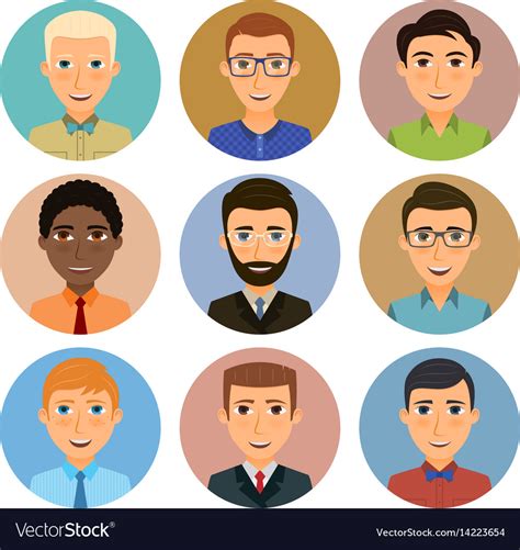 Collection Of Avatars Of Various Young Men Vector Image