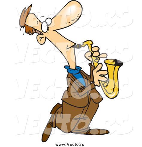 Vector Of A Cartoon White Male Sax Player By Toonaday 34005