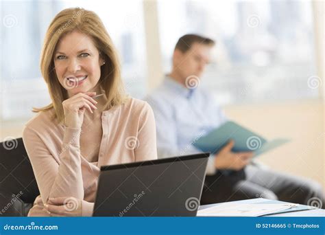 Confident Businesswoman Smiling In Office Stock Image Image Of
