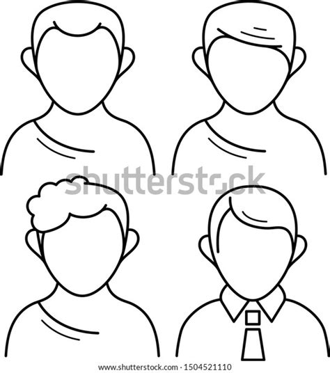 Male Avatars Icons Set Outline Style Stock Vector Royalty Free