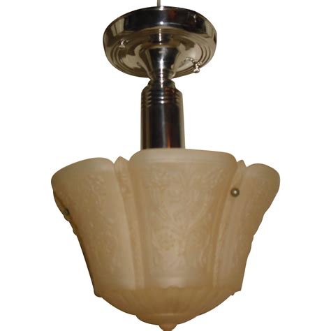 Genuine made in italy art deco lighting fixtures. Art Deco Flush Mount Ceiling Light - Original Nickel Plate ...