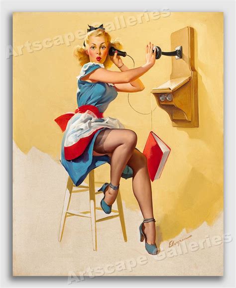 1949 Elvgren What A Line Sexy Blonde Pin Up Girl Phone Poster 20x24