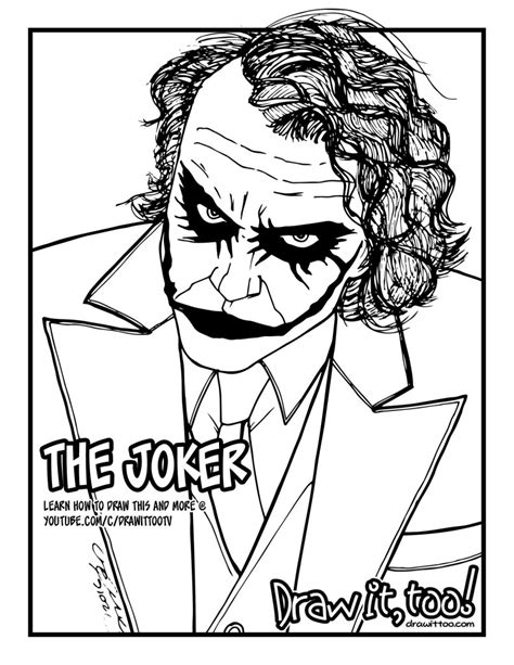 Browse your favorite printable joker coloring pages category to color and print and make your step 2: The Joker (The Dark Knight) | Draw it, Too!